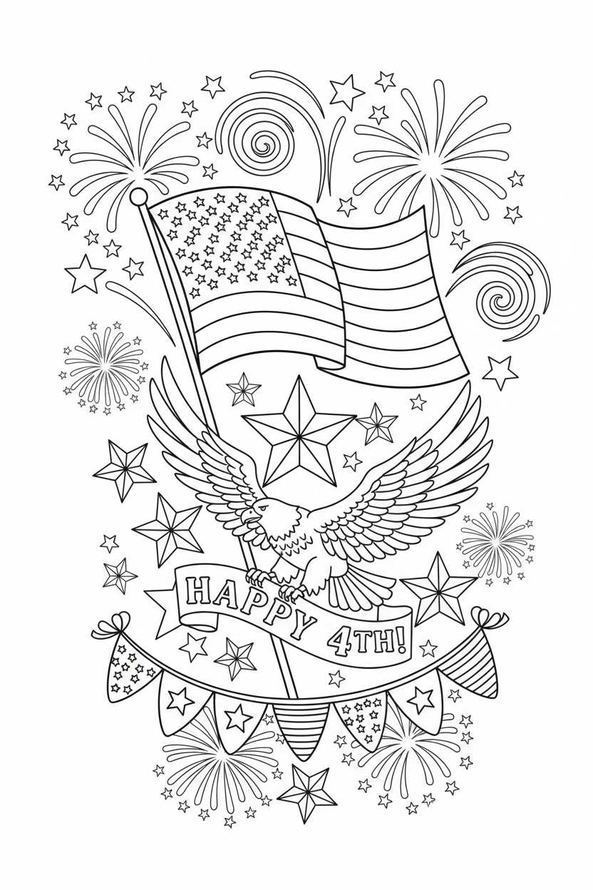 4th of July Coloring Page