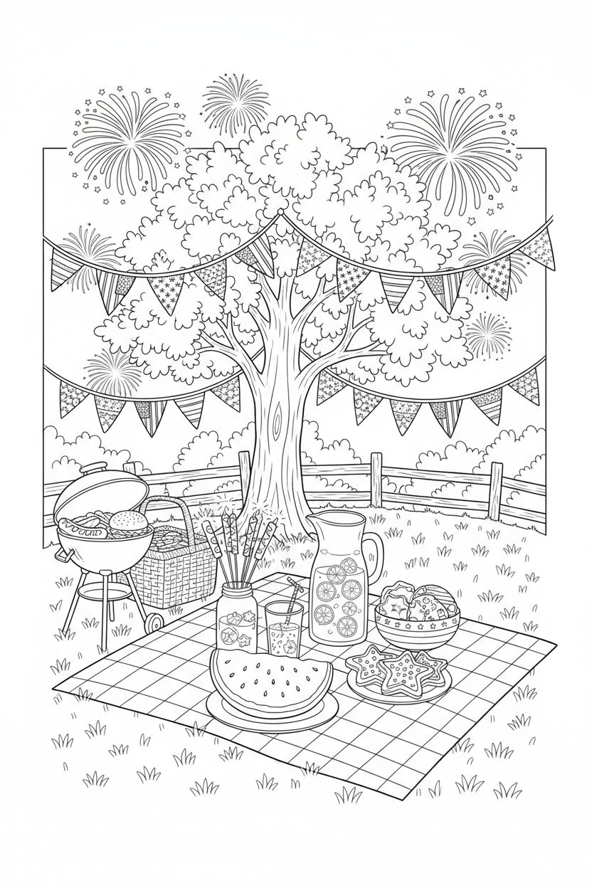 4th of July Picnic Scene