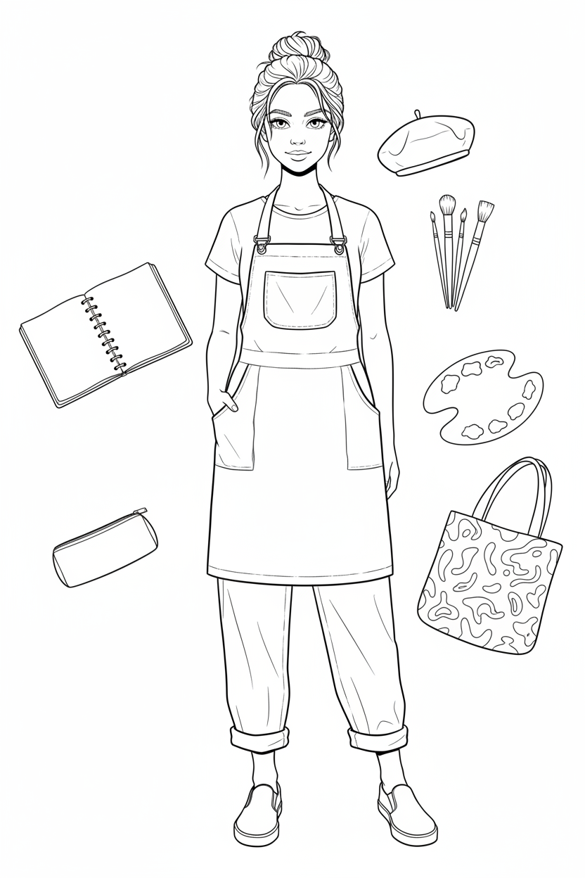 Art-studio fashion coloring page