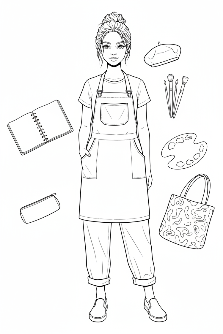 Art-studio fashion coloring page