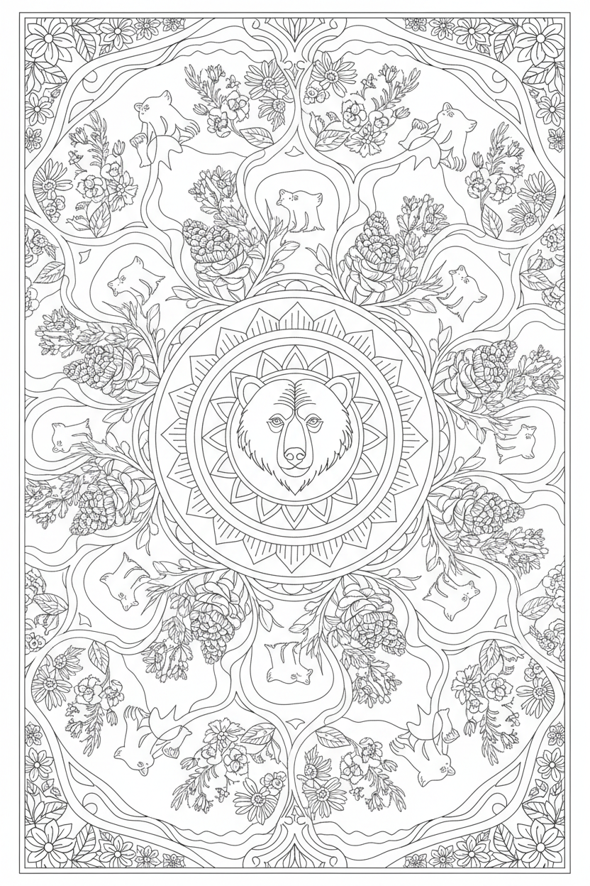 Bear Pine Cone Mandala