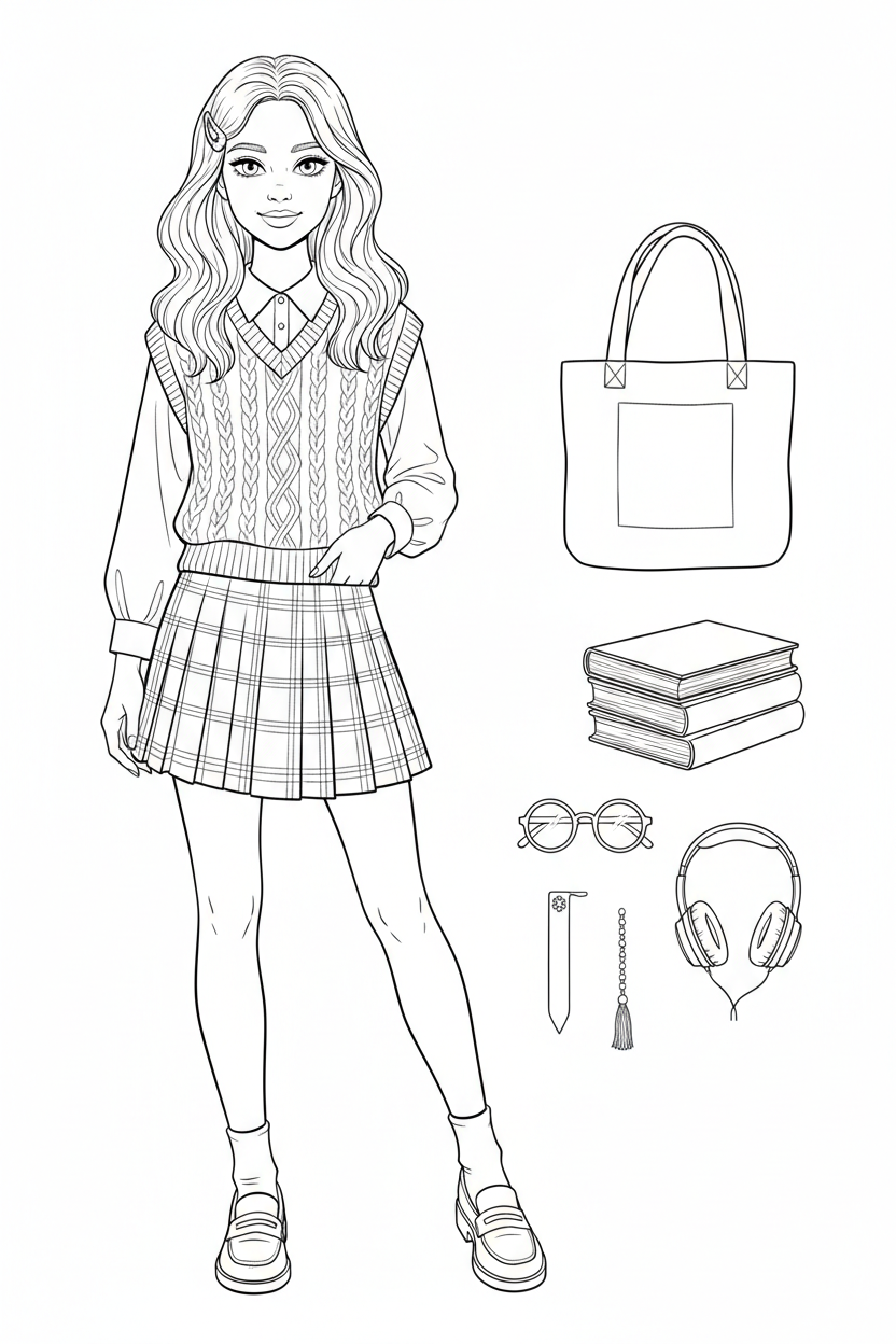 Bookstore-day fashion coloring page