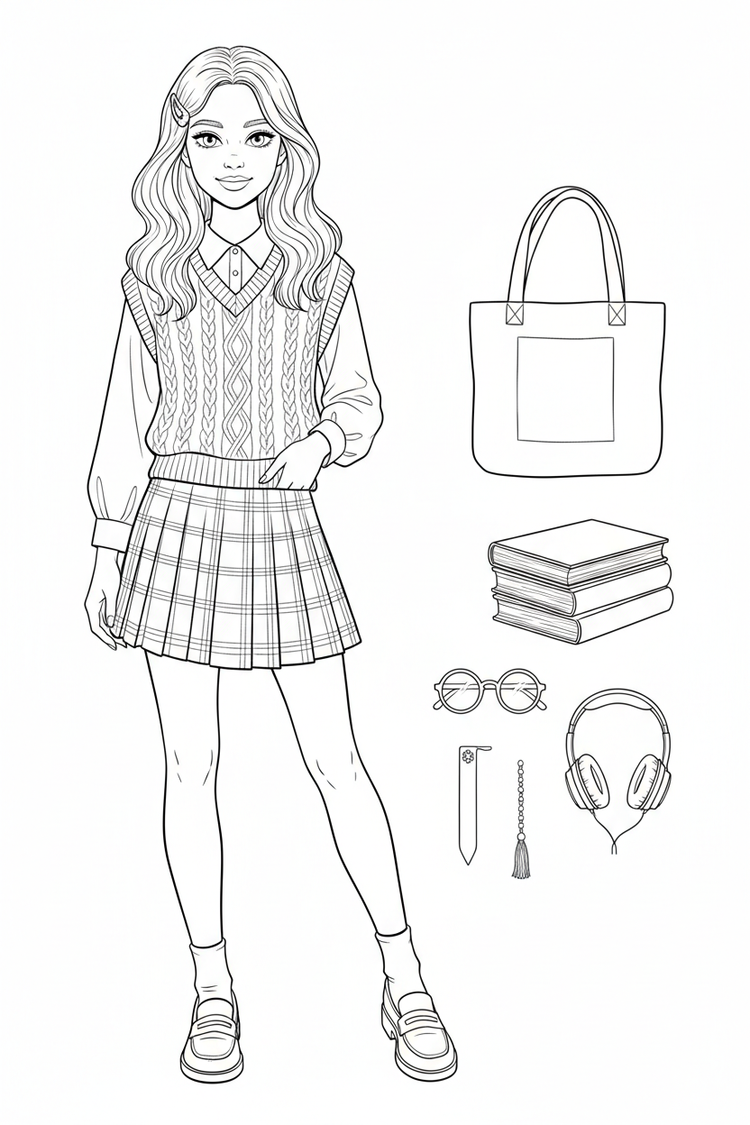 Bookstore-day fashion coloring page