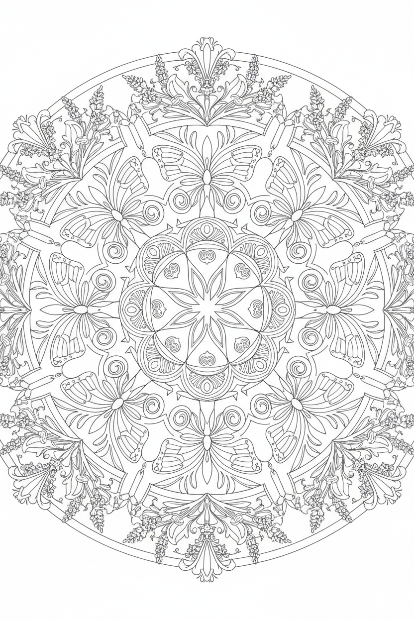 Butterfly Lavender Mandala