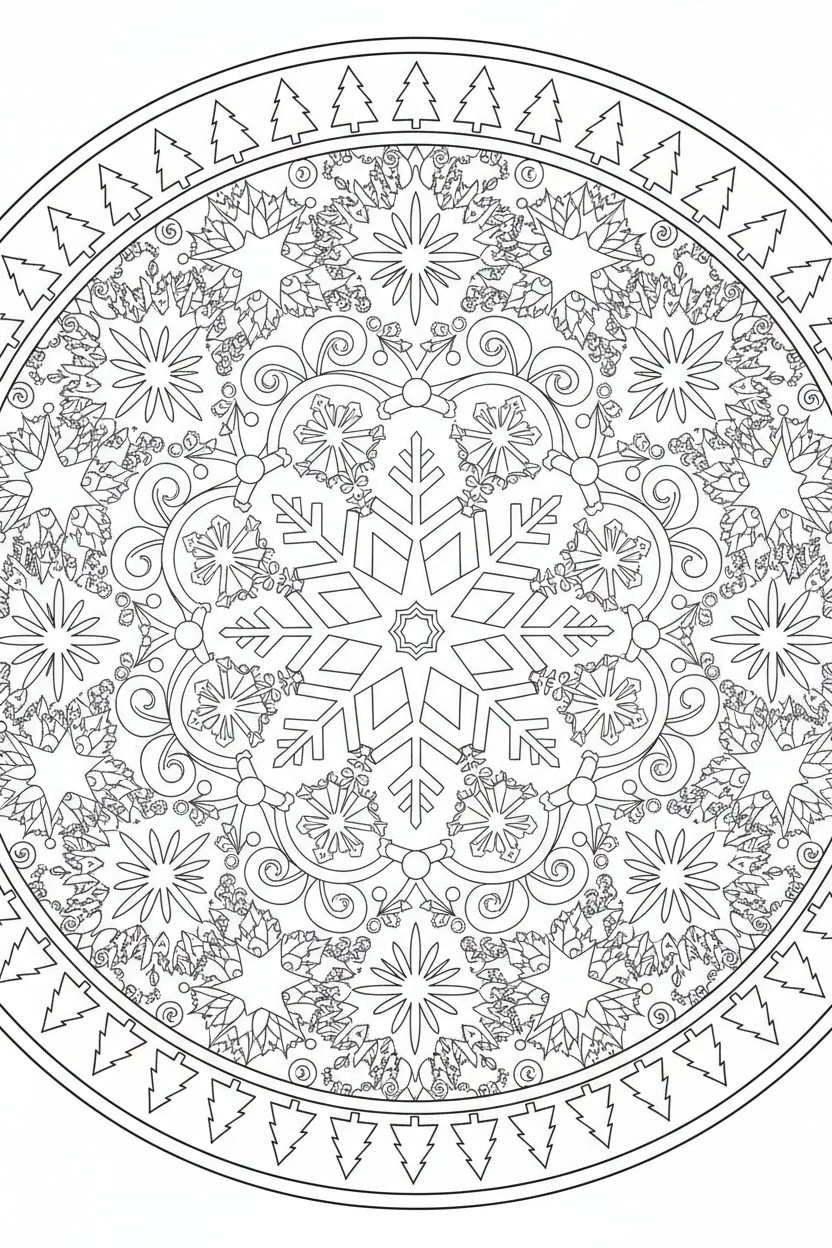 Christmas Mandala Coloring Page