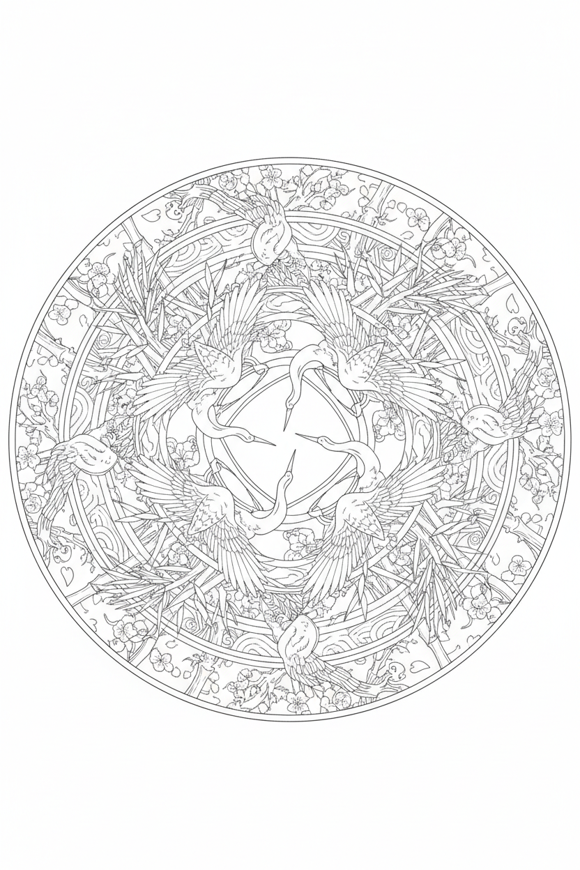 Crane Bamboo Mandala