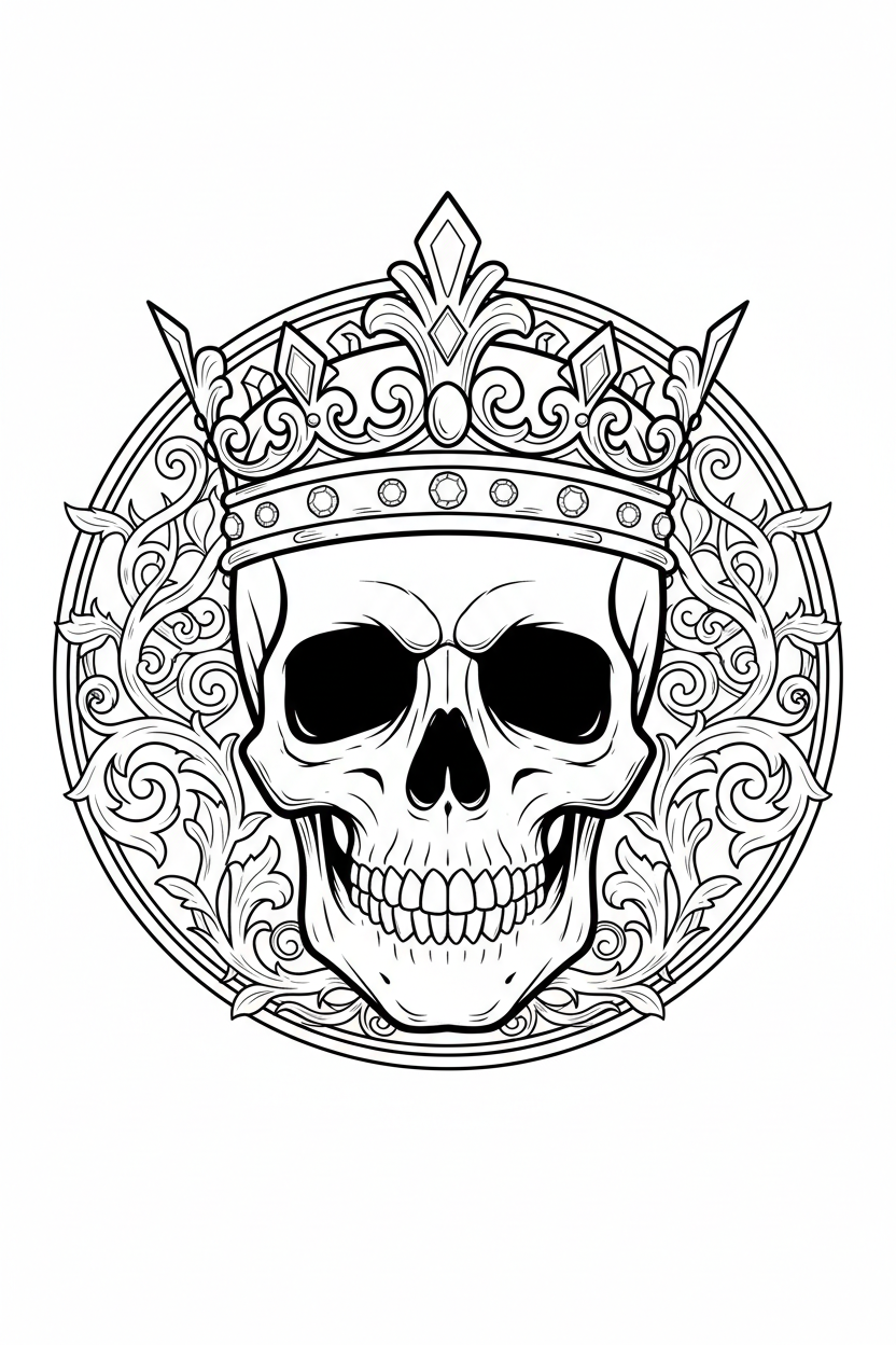 Crown Skull Coloring Page
