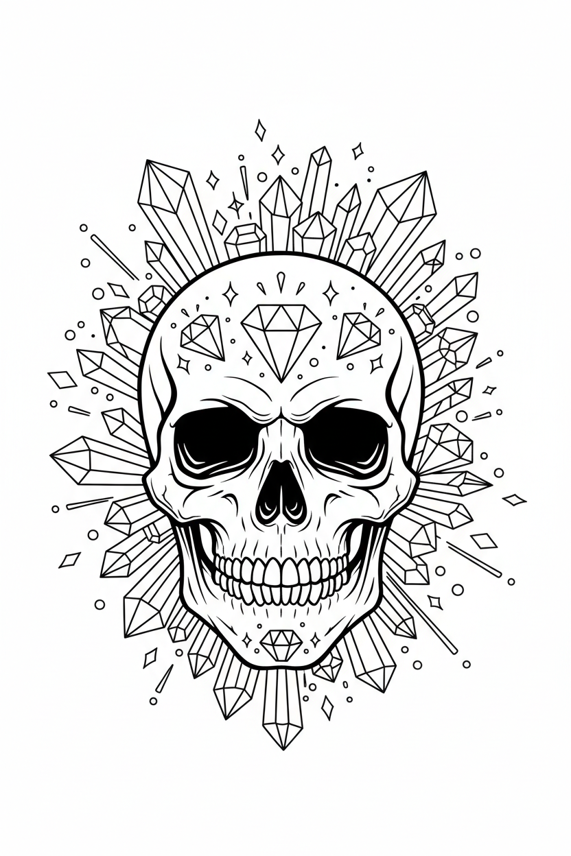 Diamond Skull Coloring Page