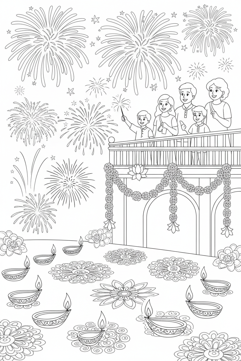 Diwali Coloring Page