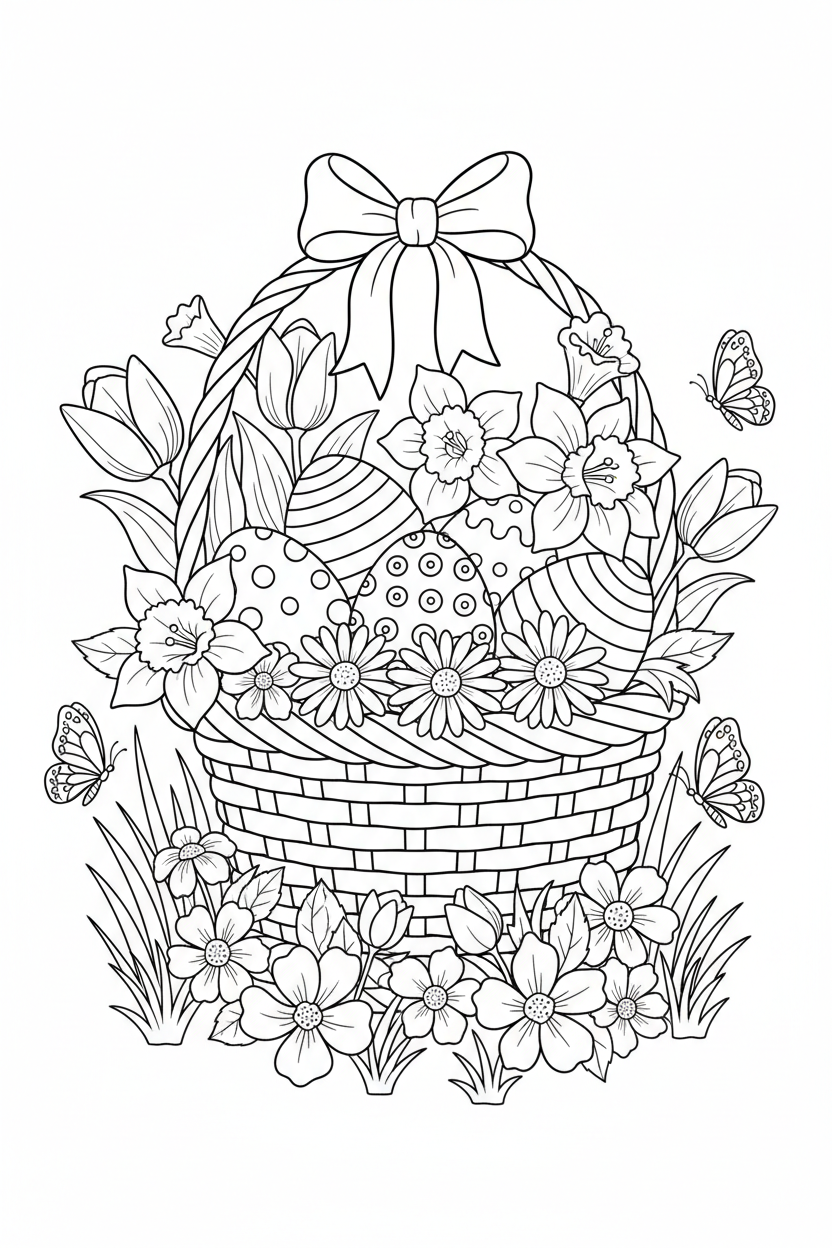 Easter Basket Coloring Page