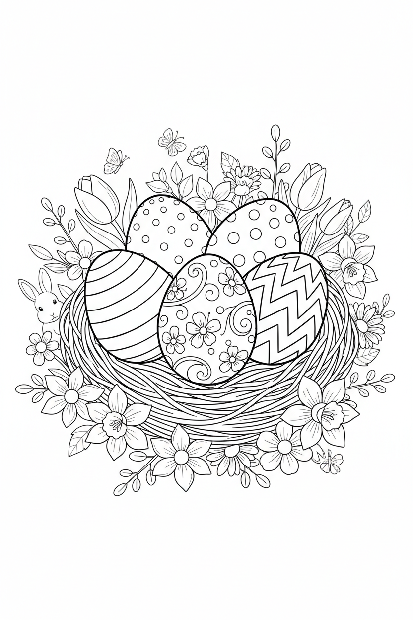 Easter Eggs Coloring Page