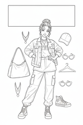 Fashion coloring book cover in progress