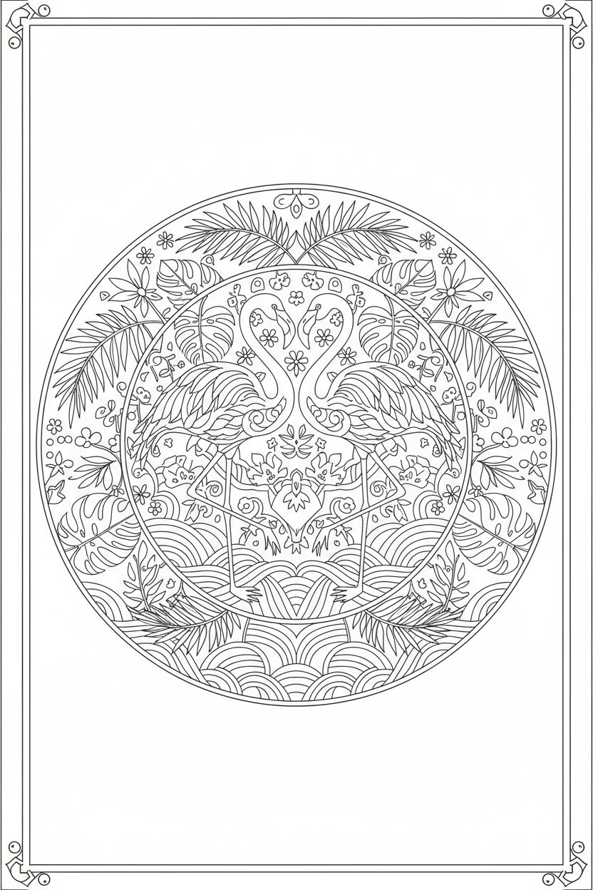 Flamingo Palm Mandala