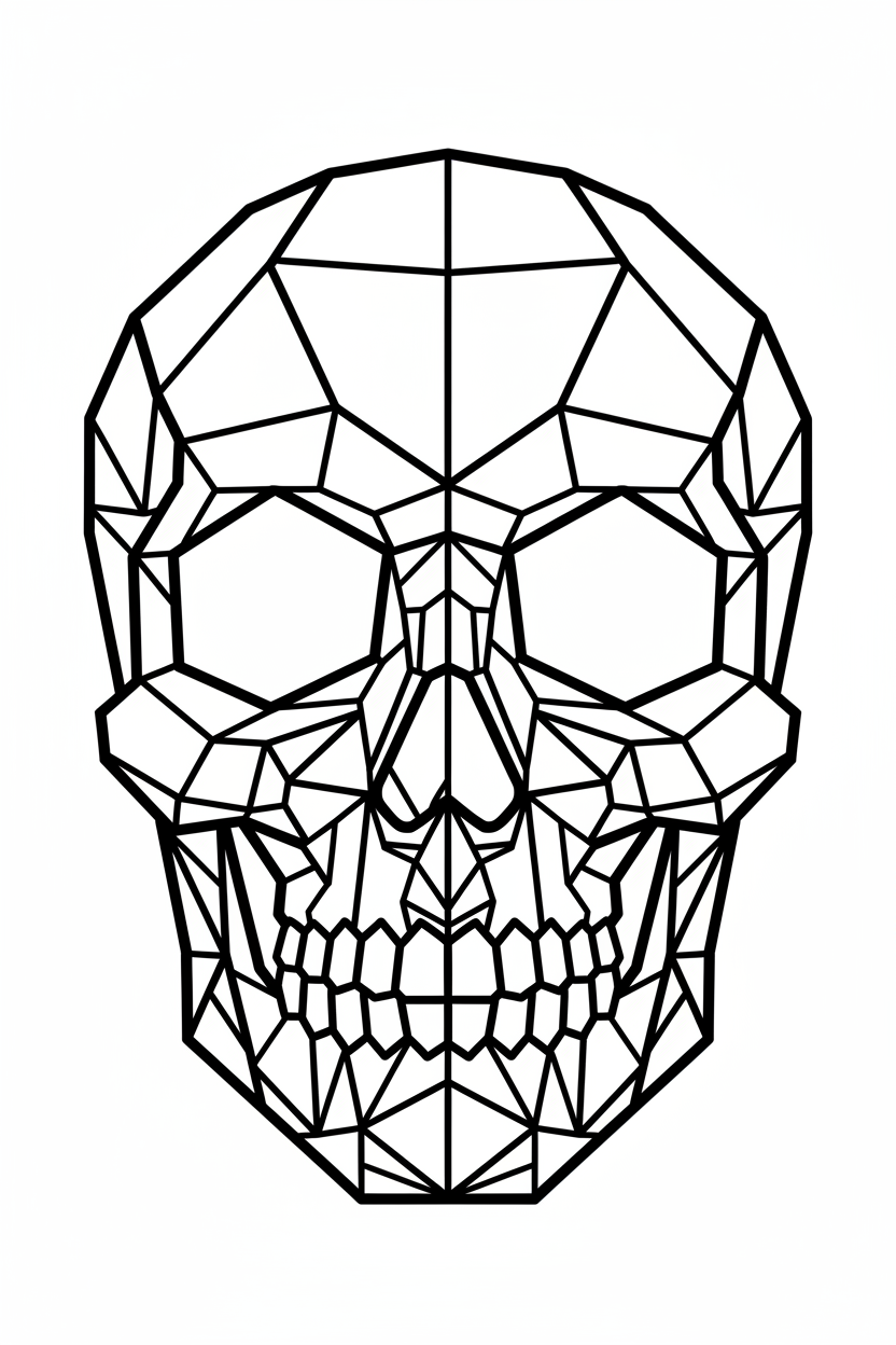 Geometric Skull Coloring Page