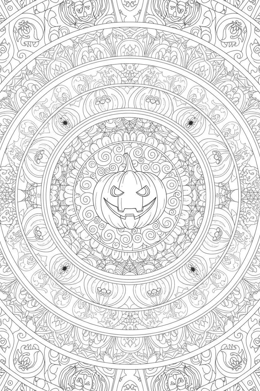 Halloween Mandala Coloring Page
