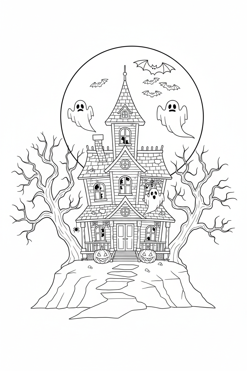 Haunted House Coloring Page