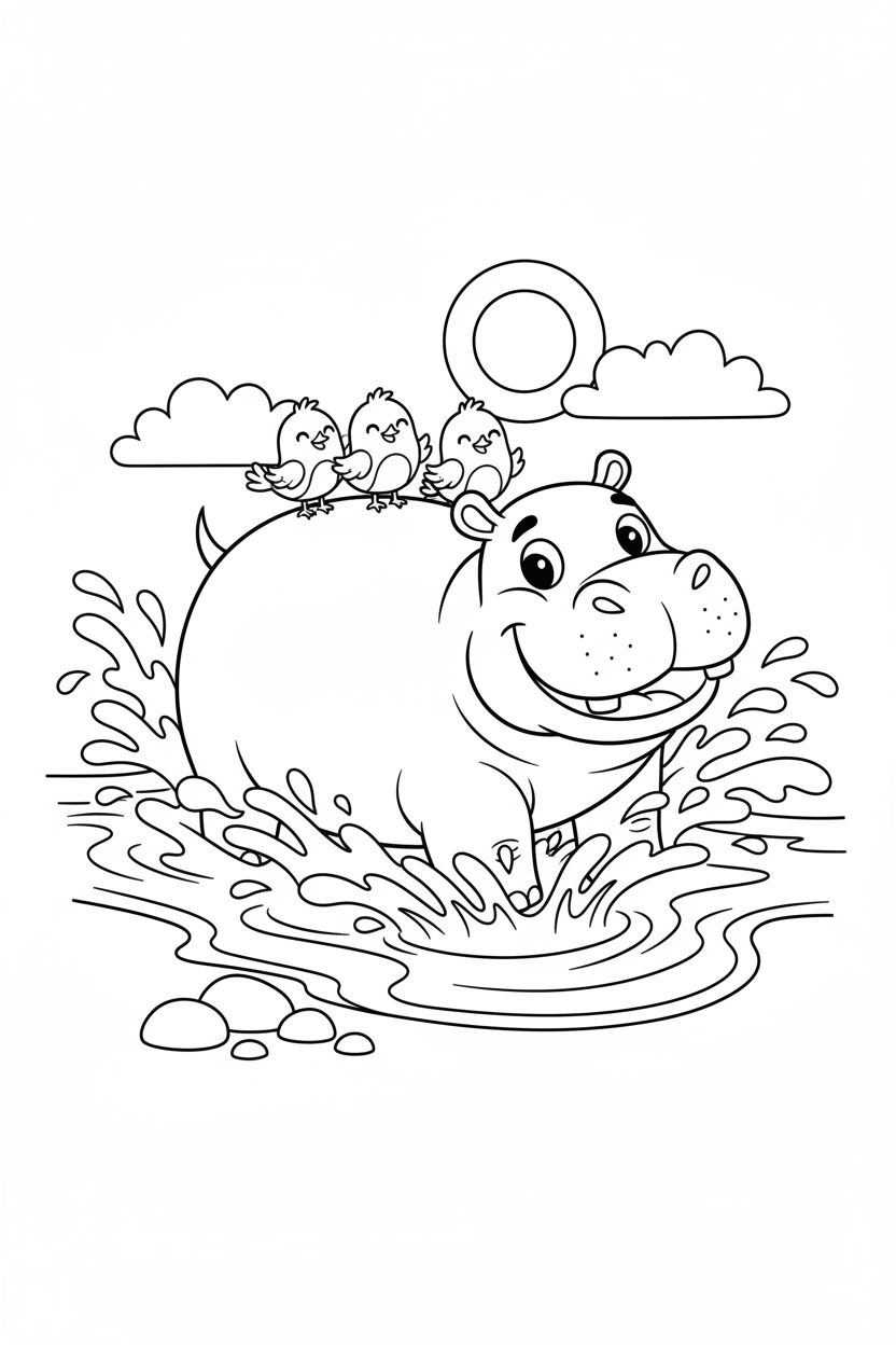 Hippo coloring page