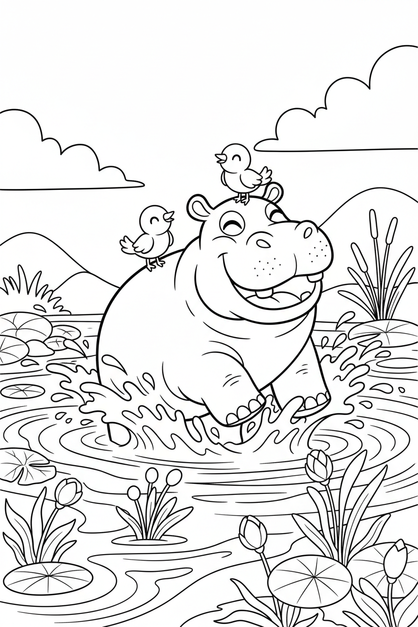 Hippo Coloring Page