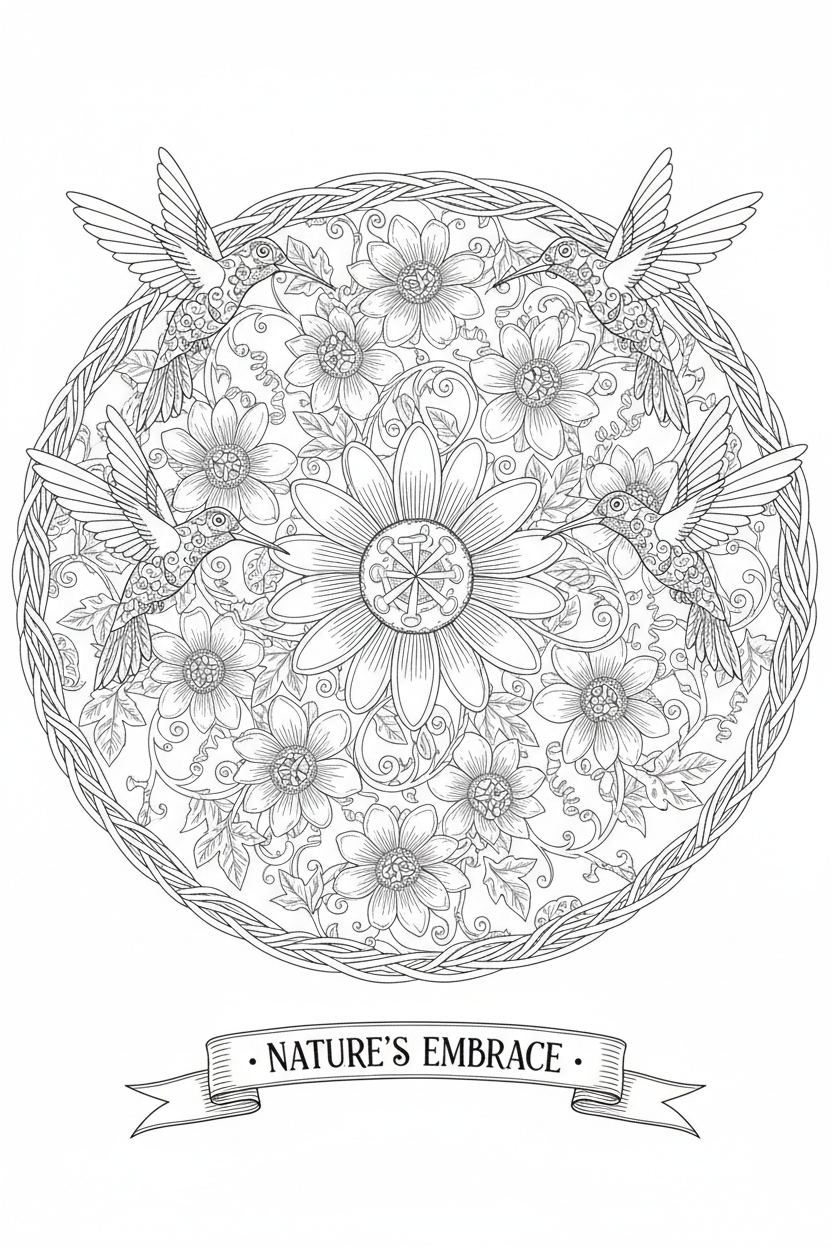 Hummingbird Passion Flower Mandala