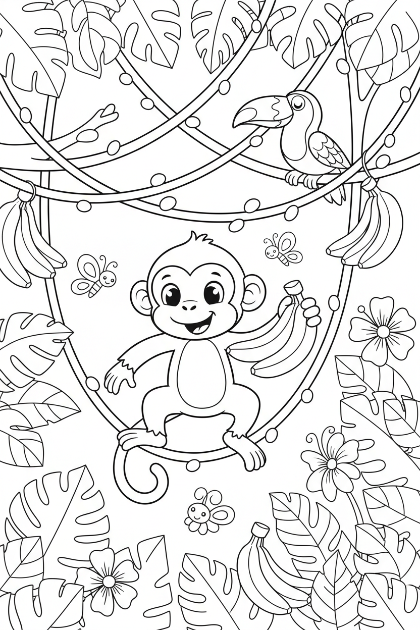 Monkey coloring page