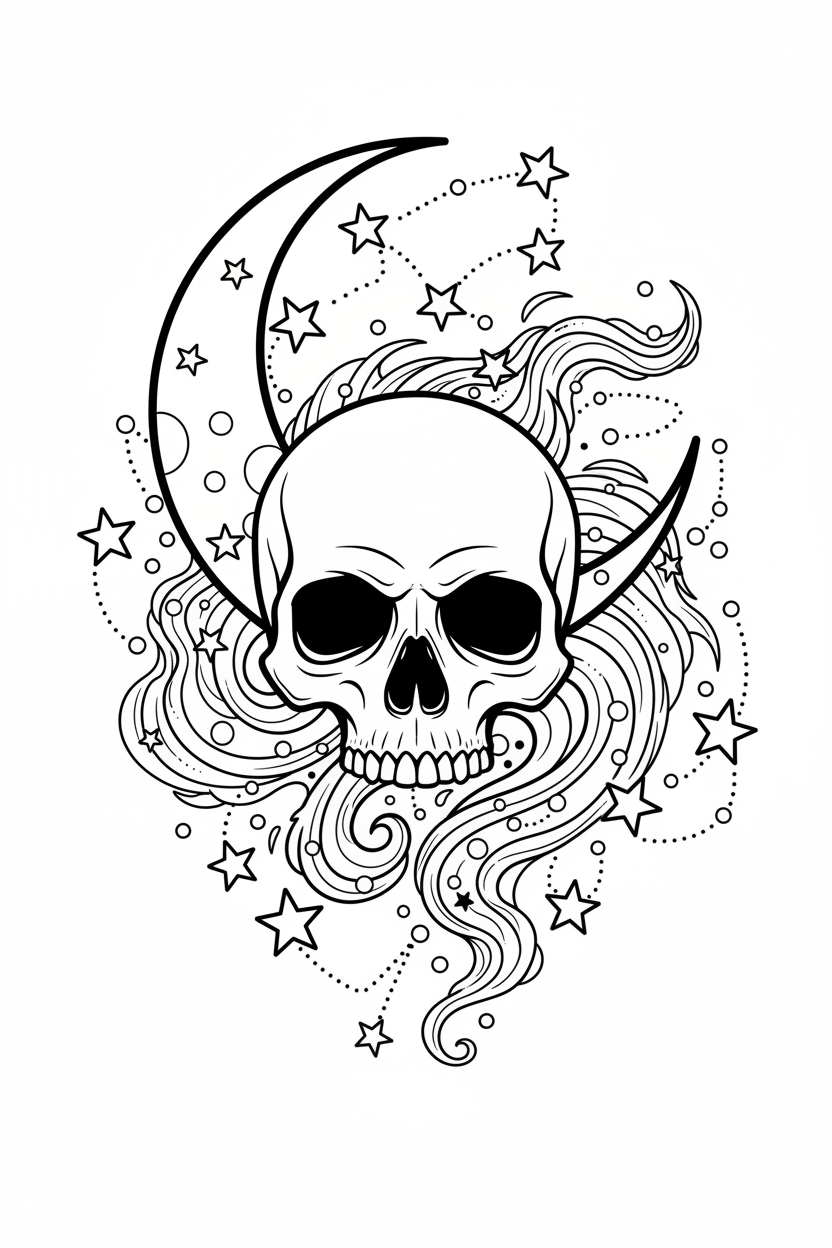 Moon Skull Coloring Page