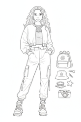 Music-festival fashion coloring page