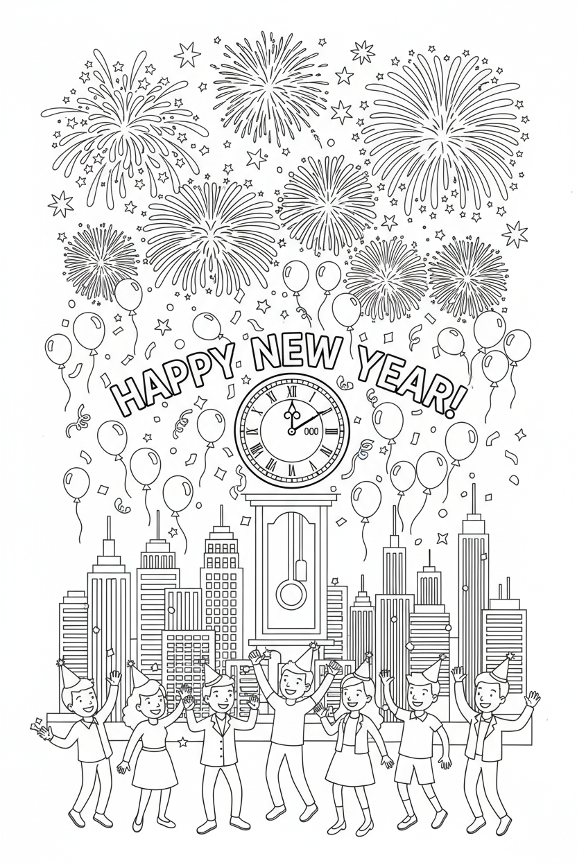 New Year's Coloring Page