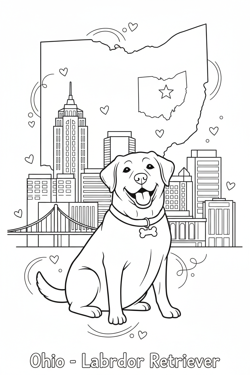 Ohio - Labrador Retriever Coloring Page
