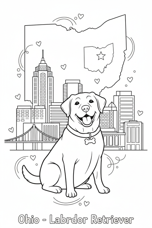 Ohio - Labrador Retriever Coloring Page