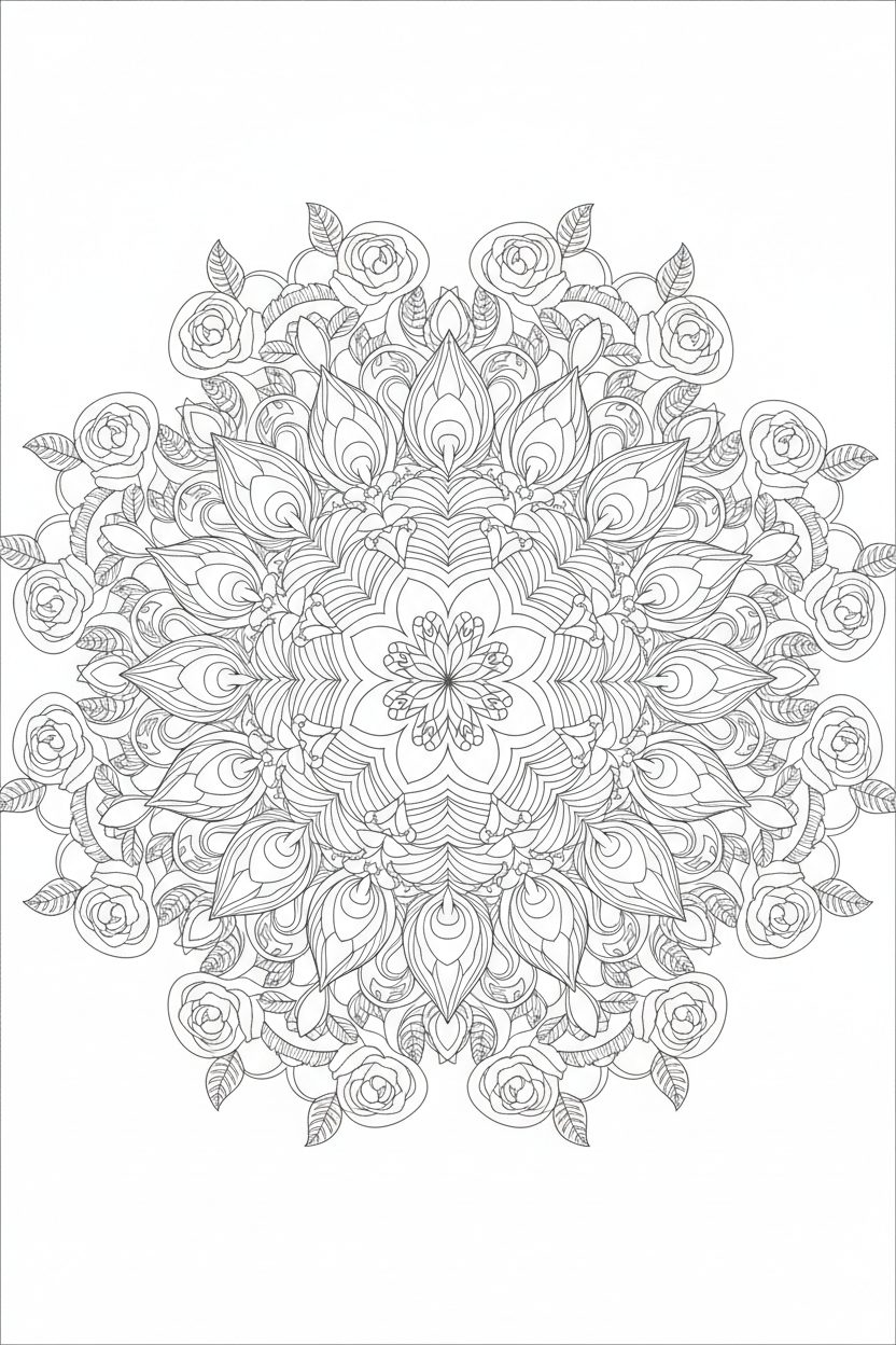Peacock Rose Mandala