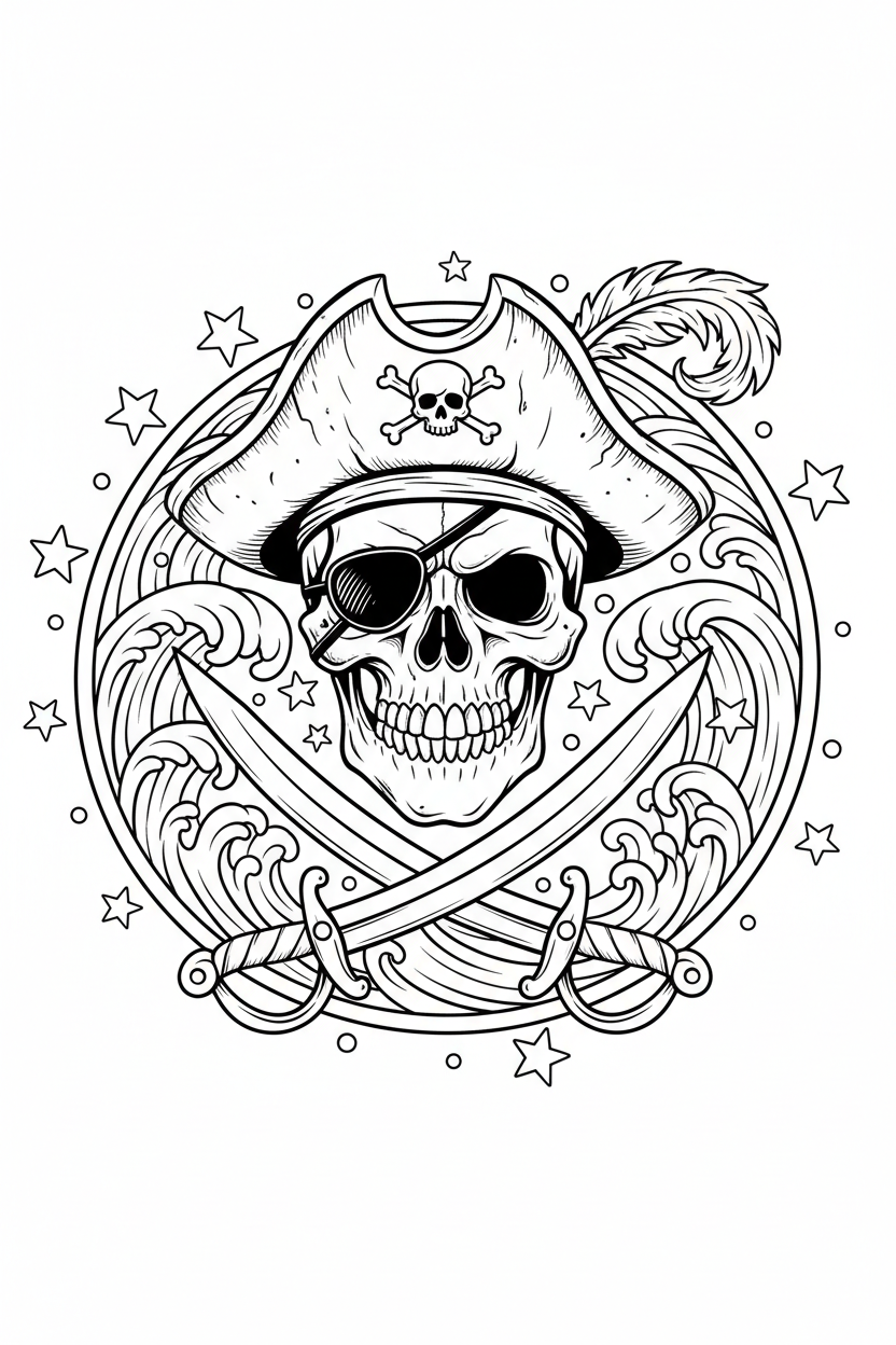 Pirate Skull Coloring Page