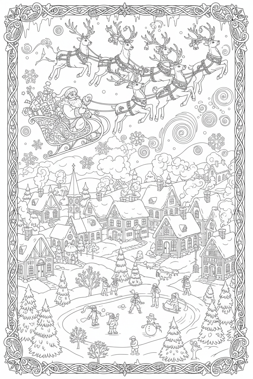 Santa Reindeer Scene