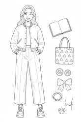 School-club fashion coloring page