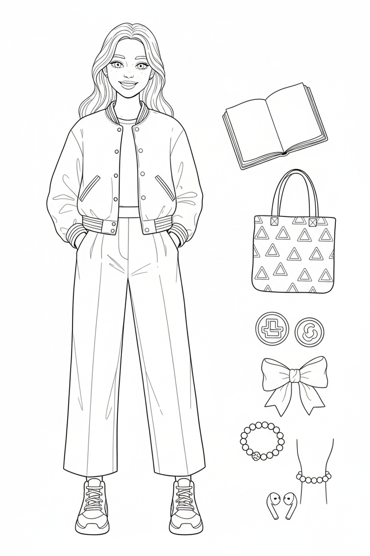 School-club fashion coloring page