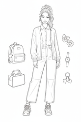 School-day fashion coloring page