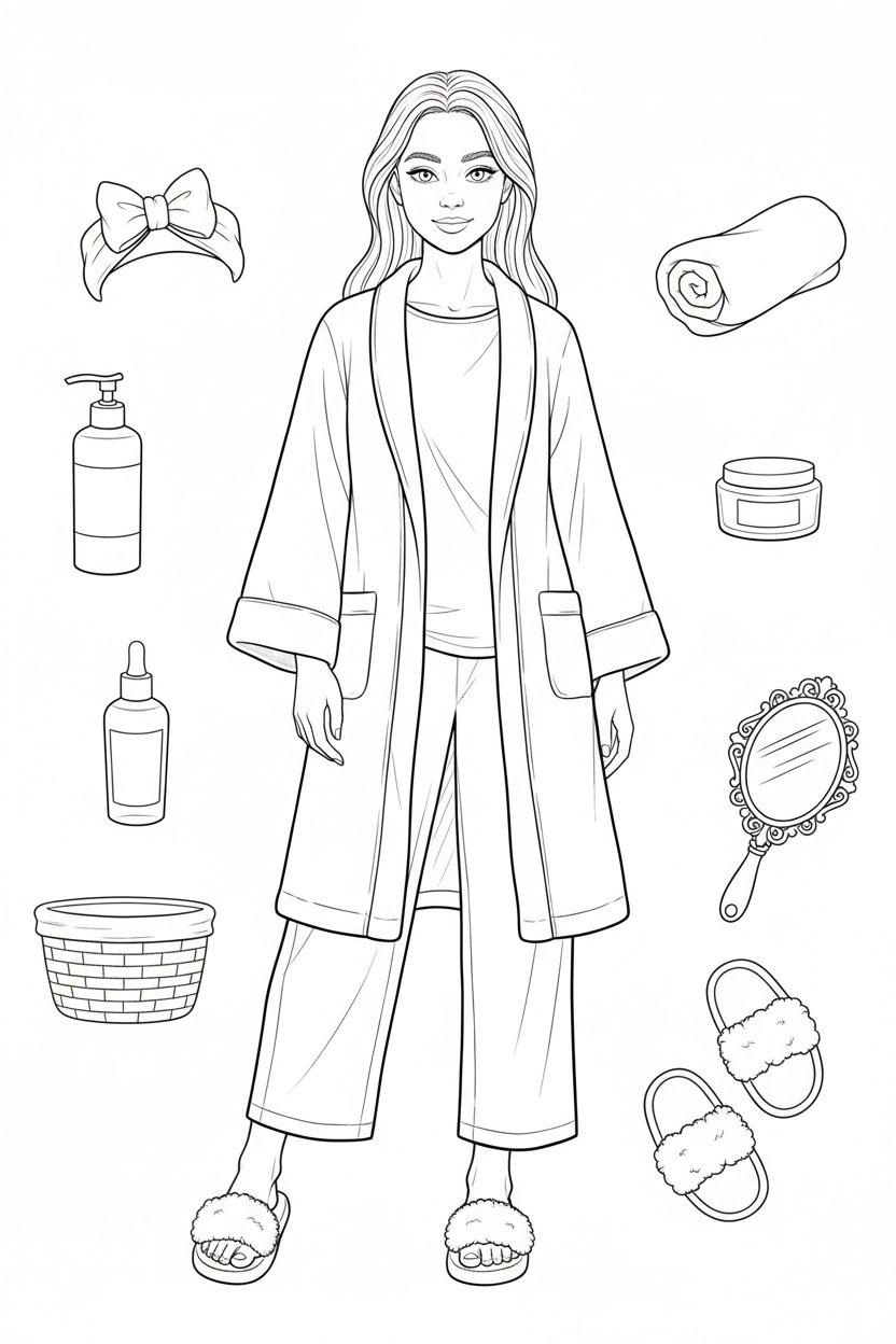 Self-care-day fashion coloring page