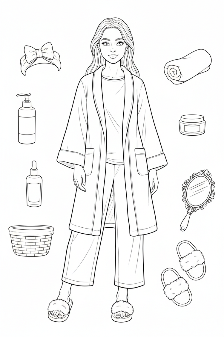 Self-care-day fashion coloring page