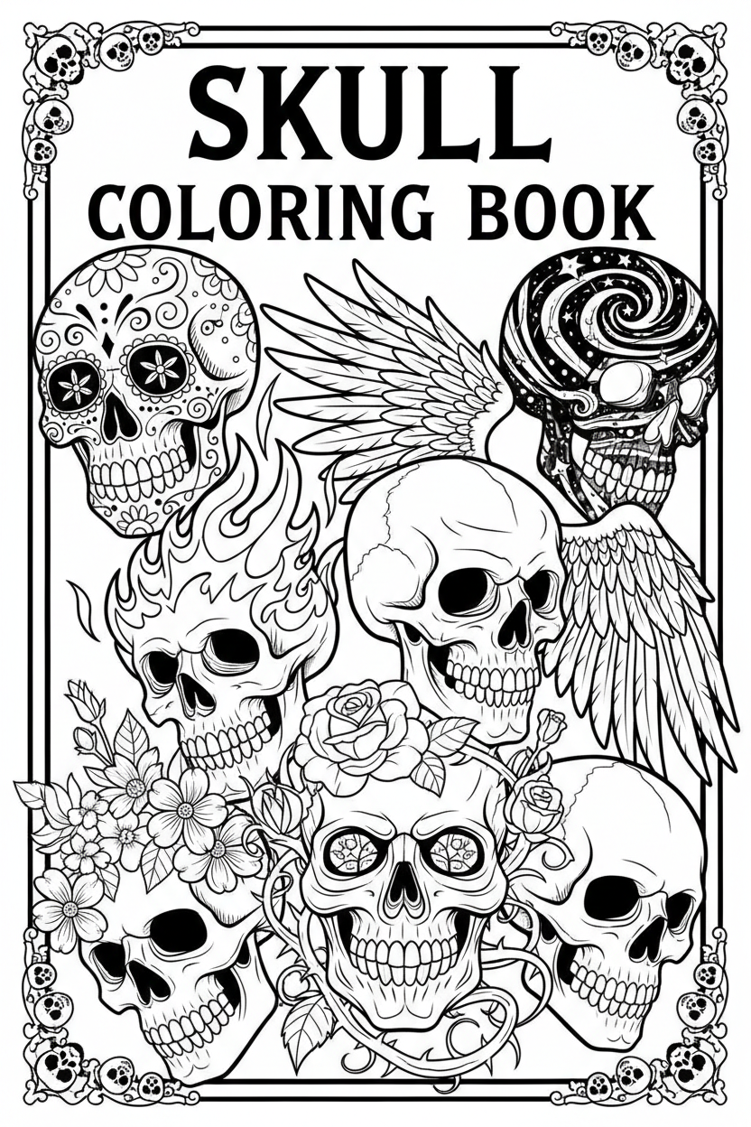 Skull Coloring Book Cover
