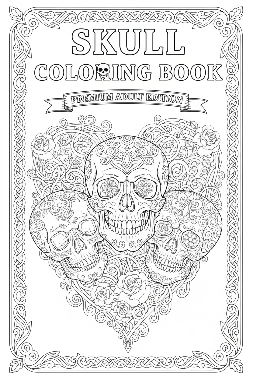 Skull Coloring Book Cover