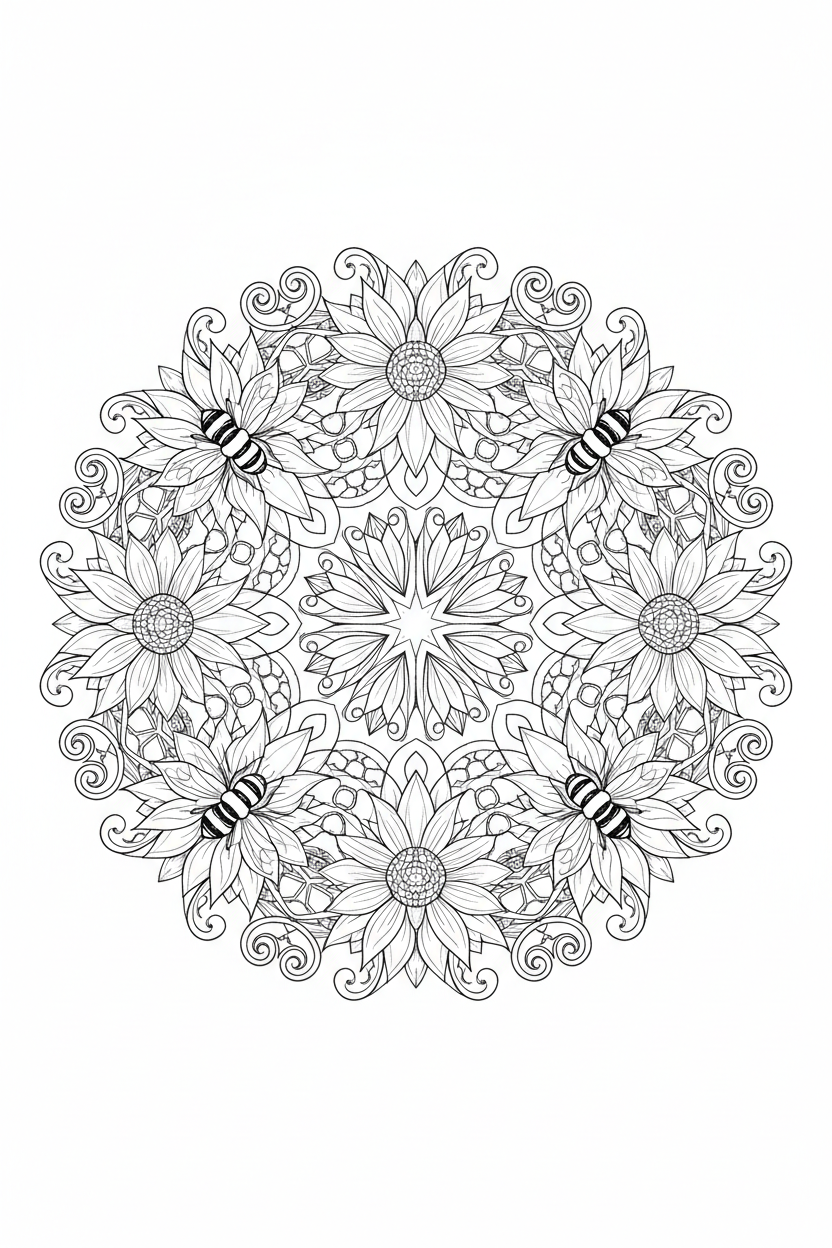 Sunflower Bee Mandala