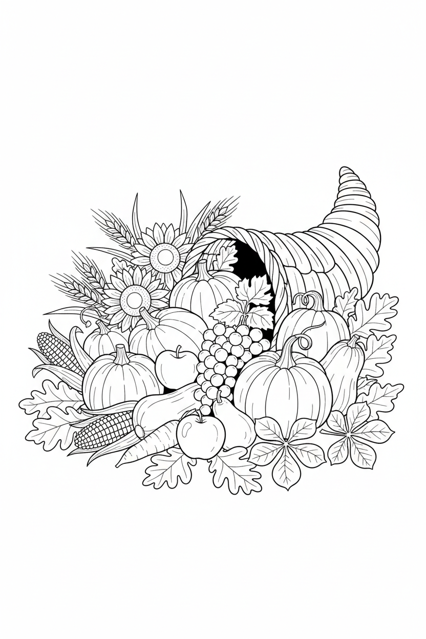 Thanksgiving Harvest Coloring Page