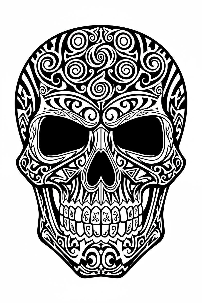 Tribal Skull Coloring Page