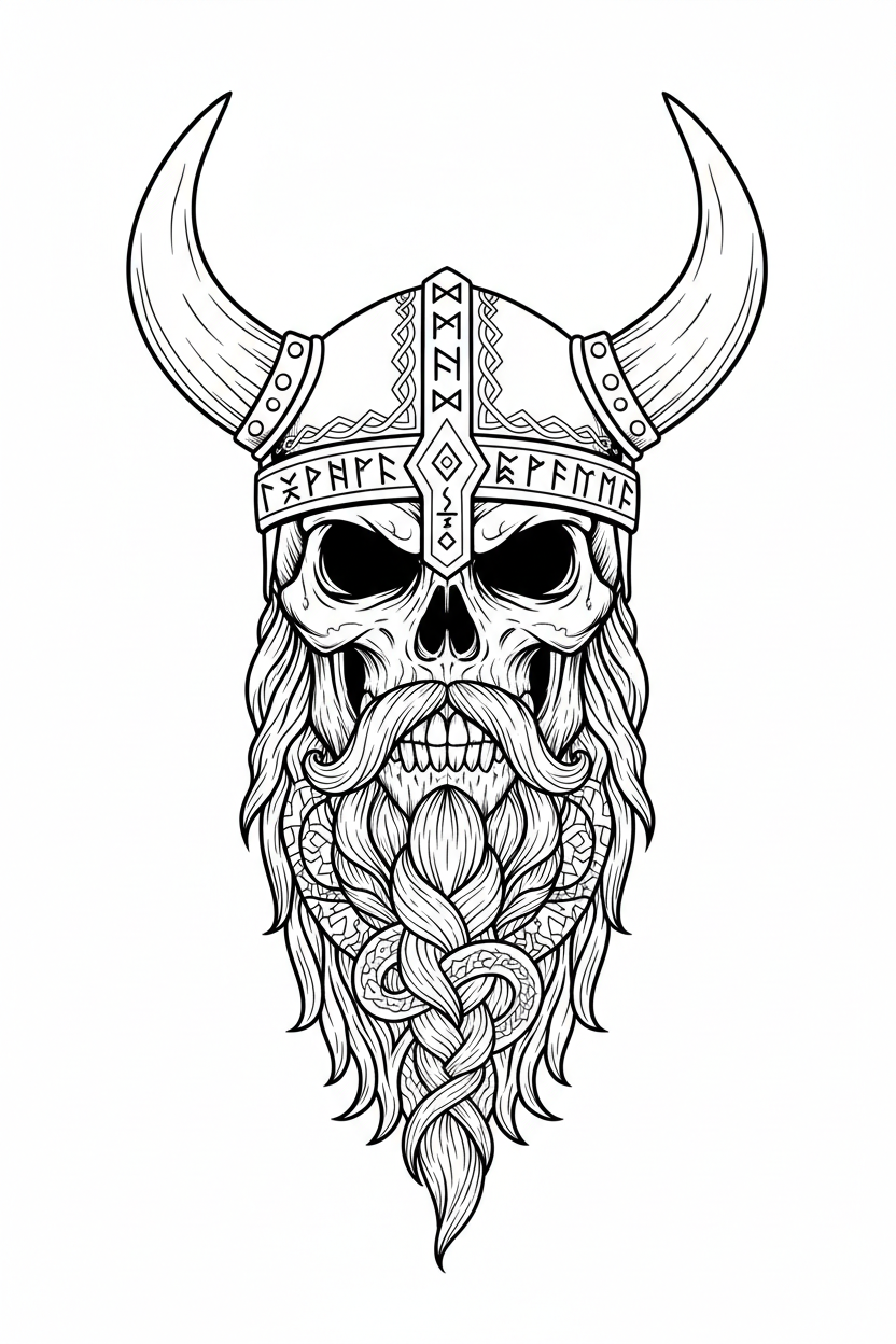 Viking Skull Coloring Page