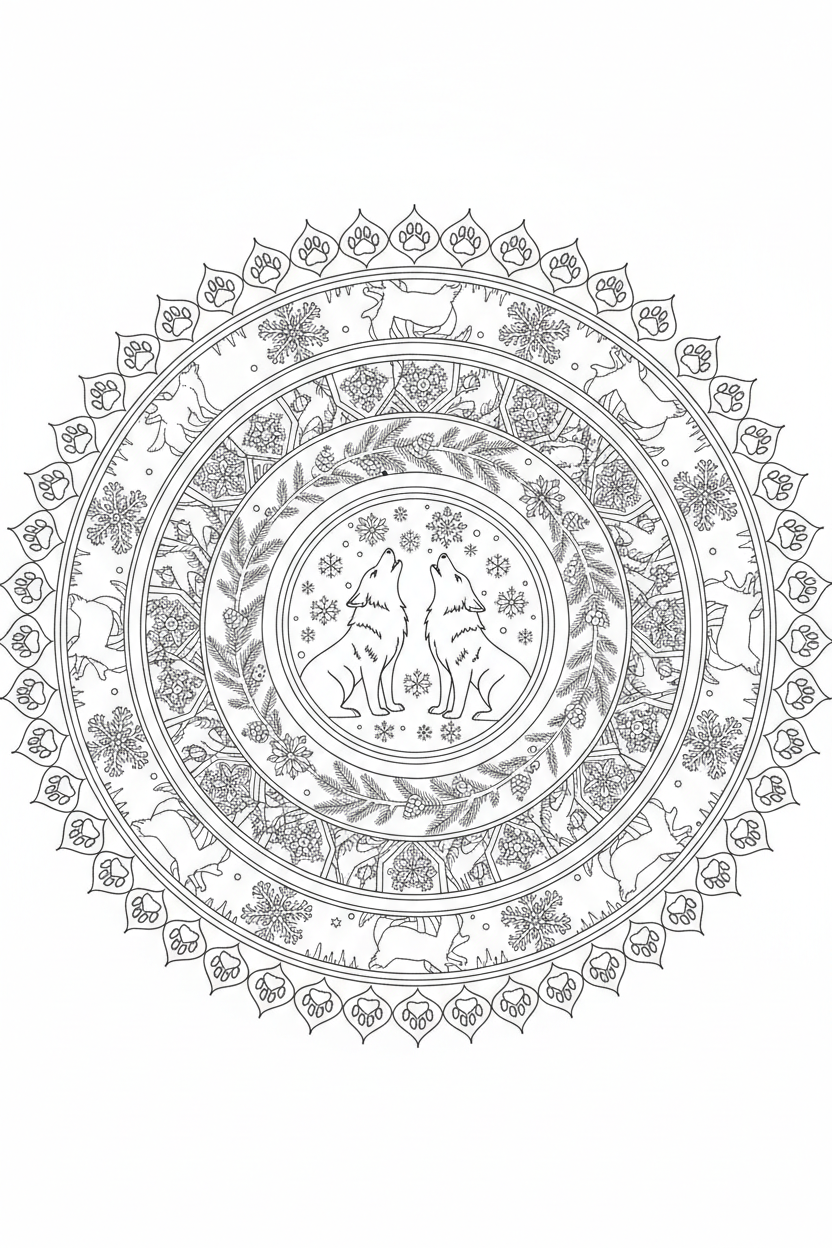 Winter Wolf Mandala