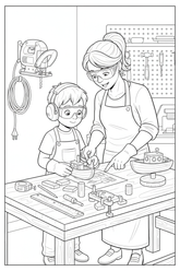 Wooden boat project coloring page