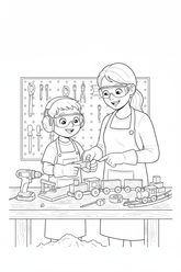 Wooden train project coloring page